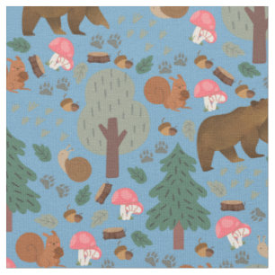 Tissu Marcher à travers les bois sur le bleu