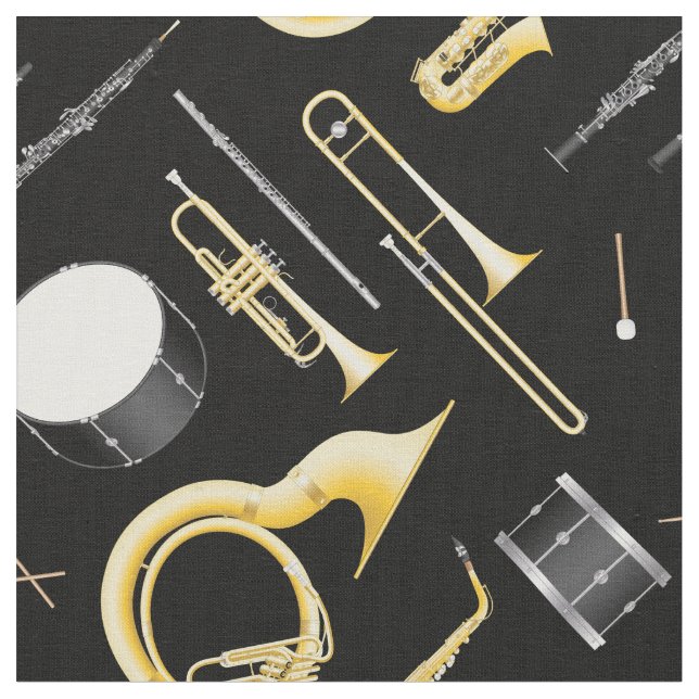 Tissu Marching Band Instruments Décoration musicale musi (Fermer)