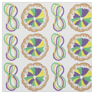 Tissu Mardi Gras Perles King Cake New Orleans Carnaval