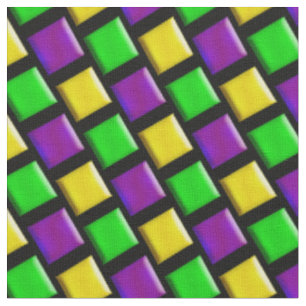 Tissu Mardi Gras violet vert jaune Motif