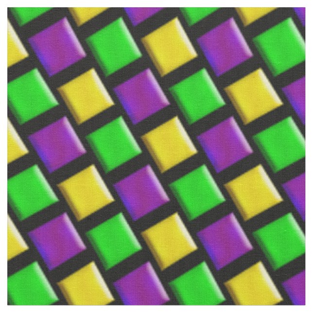Tissu Mardi Gras violet vert jaune Motif (Fermer)