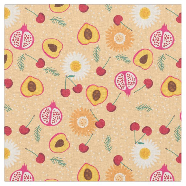 Tissu marguerite de pêche à la grenade à cerise fleurie (Fermer)