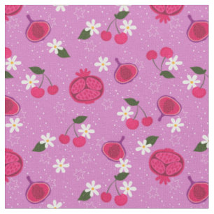 Tissu marguerite fleurie de cerise de grenade violette
