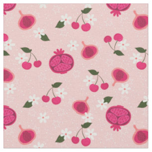 Tissu marguerite florale cerise de grenade rose
