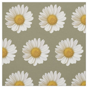 Tissu Marguerites blanches sur l'Arrière - plan Taupe