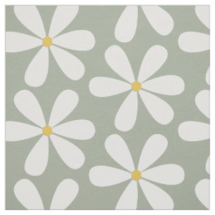 Tissu Margueurs blancs avec centres jaunes sur gris mous
