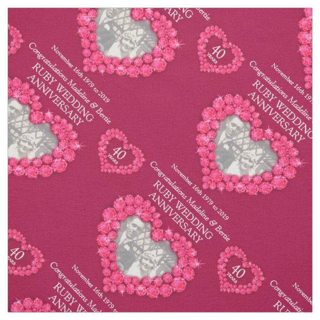 Tissu Mariage d'anniversaire Ruby motif personnalisé (Échantillon)