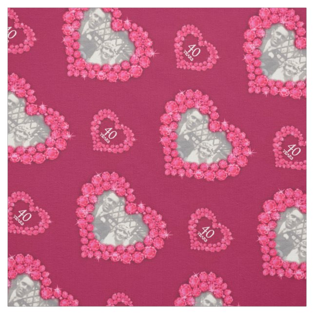 Tissu Mariage d'anniversaire Ruby motif photo personnali (Échantillon)