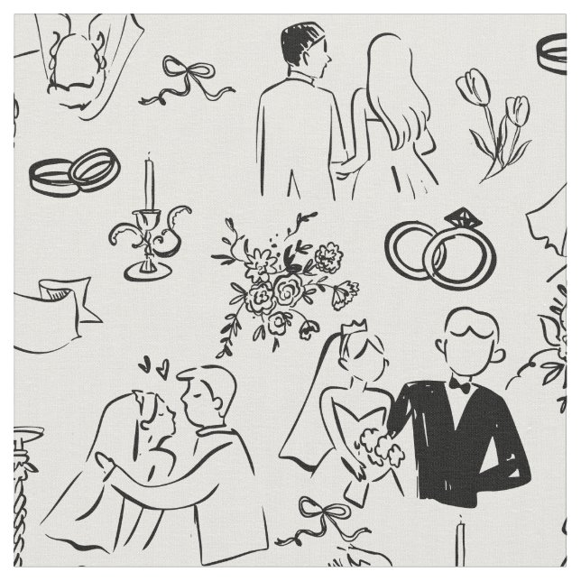 Tissu mariage dessiné à la main proposition de mariage f (Fermer)