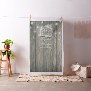 Tissu Mariage Photo Booth Arrière-plan Bois Mason Jar Lu