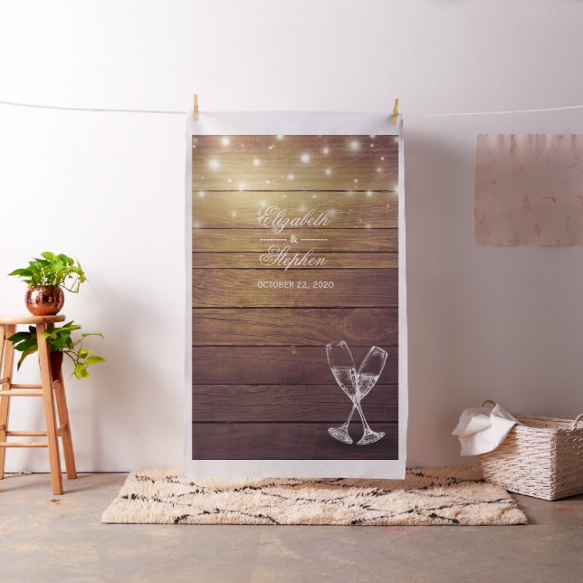 Tissu Mariage Photo Booth fond Champagne Verre Bois (In Situ)