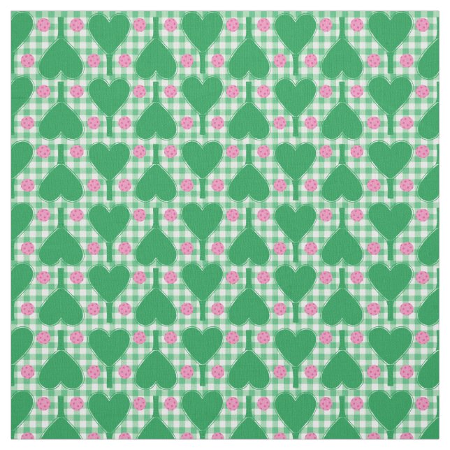 Tissu Mariage Préppy Vert et Rose Pickleball (Échantillon)
