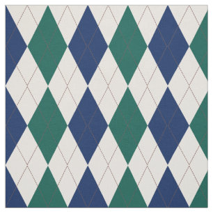 Tissu Marine, crème et motif à motifs de losanges de