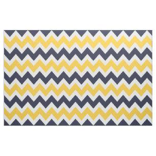 Tissu Marine et Jaune moderne Chevron Grande échelle