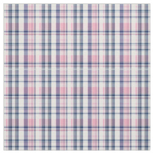 Tissu Marine Rose Blanc Preppy Madras Style Plaid Sz2#3