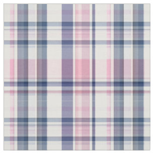 Tissu Marine Rose Blanc Preppy Madras Style Plaid Sz6#3