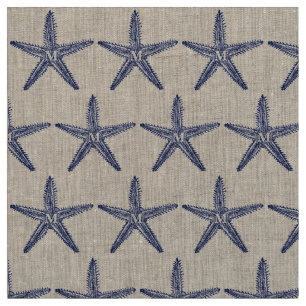 Tissu Marine vintage Bleu Starfish Monogramme Linge côti