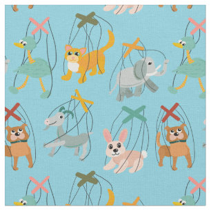 Tissu Marionnettes marionnettes animal mignet Motif mari