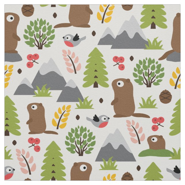 Tissu Marmottes sur une clairière de montagne (Échantillon)