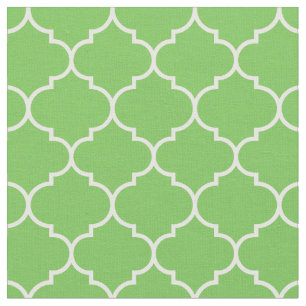 Tissu Maroc Quatrefol Vert Flash & Blanc
