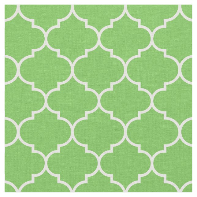 Tissu Maroc Quatrefol Vert Flash & Blanc (Fermer)