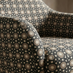 Tissu Marocain élégant Motif géométrique noir & beige