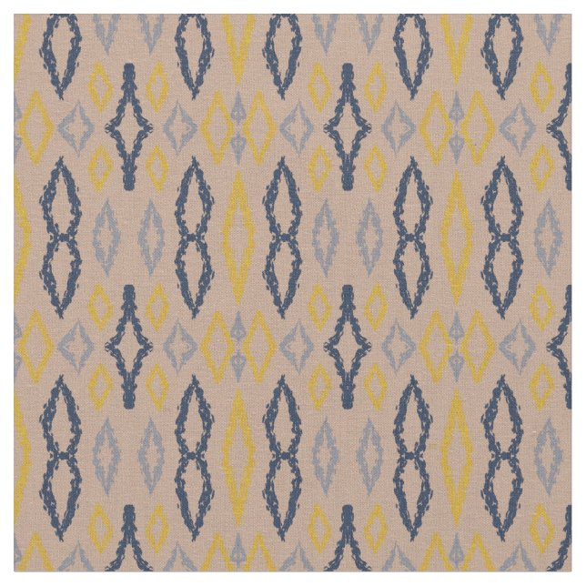 Tissu Marocain Ikat Pastel Bleu Jaune Motif (Fermer)