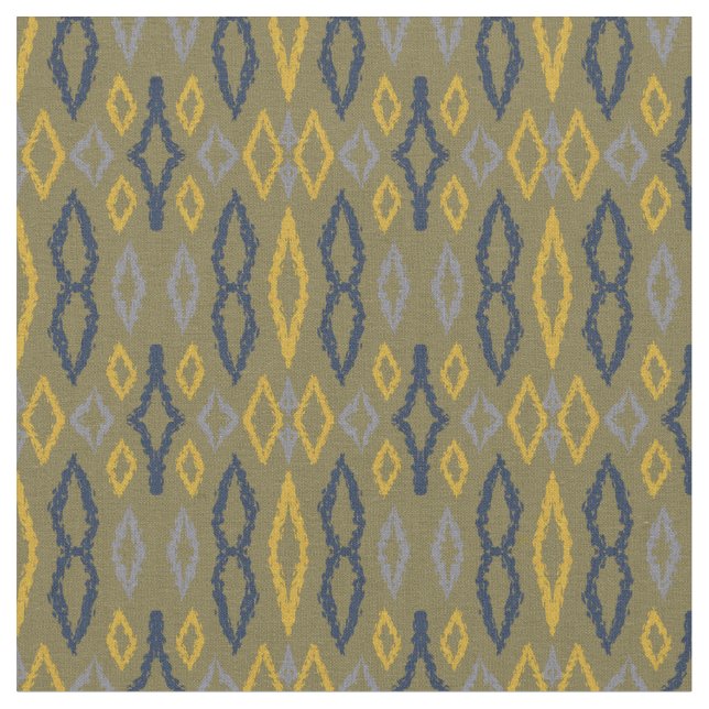 Tissu Marocain Ikat Vert Jaune Motif (Fermer)