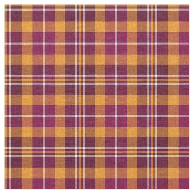 Tissu Maroon et Orange Sporty Plaid (Fermer)