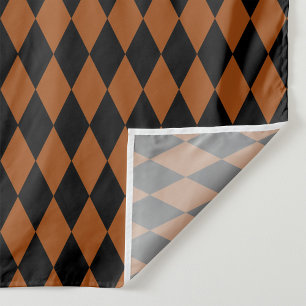 Tissu Marron Noir Harlequin Diamants Damier Design