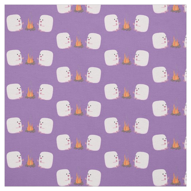 Tissu Marshmallows mignons roses par dessin animé sur le (Échantillon)