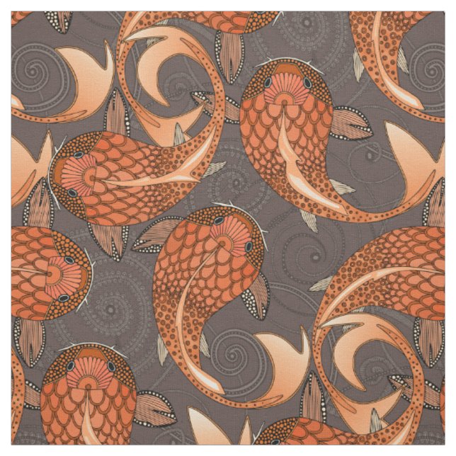 Tissu martini au chocolat au poisson de Paisley (Échantillon)