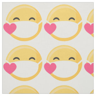 Tissu Masque visage de coeur rose jaune souriant émoji