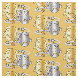 Tissu Masques or et argent de drame de comédie et de