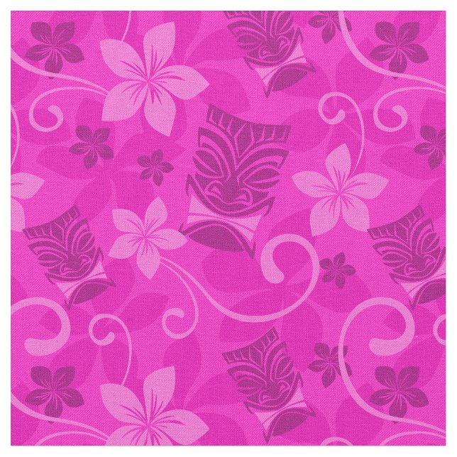 Tissu Masques Tiki rose Hawaïen (Fermer)
