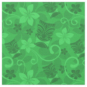 Tissu Masques Tiki Vert Hawaïen