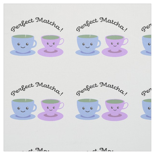 Tissu Matcha mignonne et amusante (Échantillon)