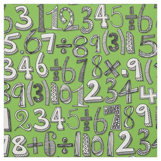 Tissu mathématiques doodle vert (Échantillon)