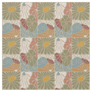 Tissu Matisse Groovy floral Art Nouveau 1970s Boho