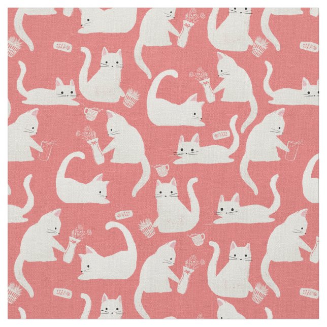 Tissu Mauvais Chats Blancs Qui Frappe Tout (Fermer)