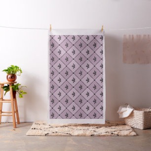 Tissu Mauve et Motif Vintage noir