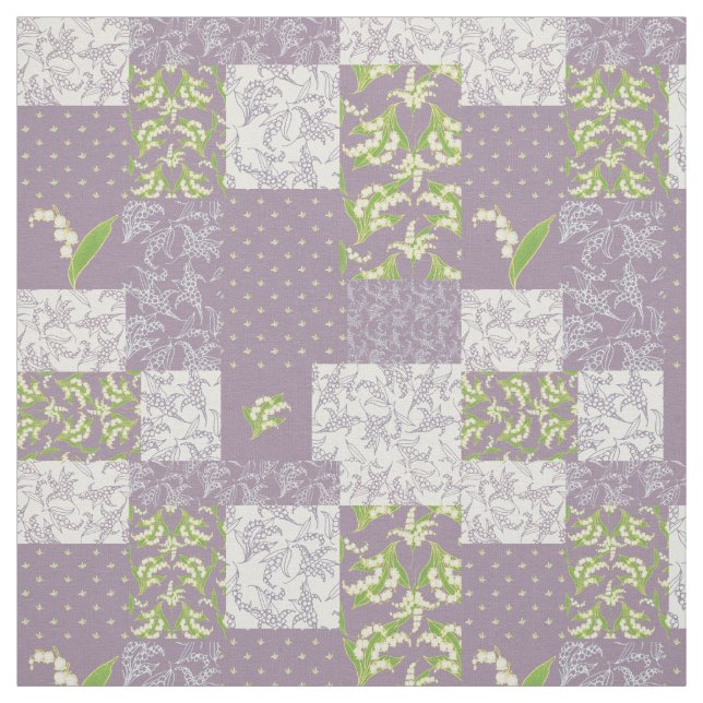 Tissu Mauve floral de patchwork de Faux du muguet (Échantillon)