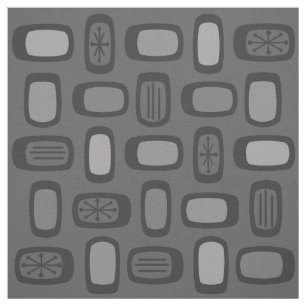 Tissu MCM arrondi au milieu du siècle Rectangles gris ce