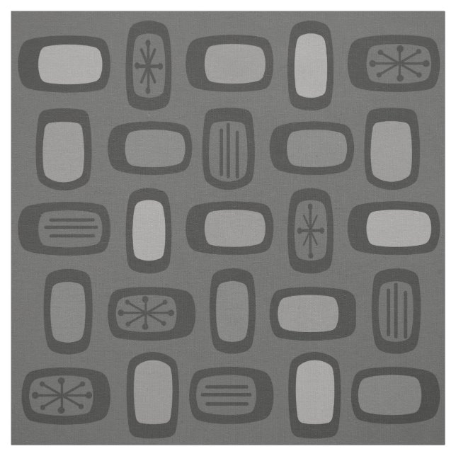Tissu MCM arrondi au milieu du siècle Rectangles gris ce (Échantillon)