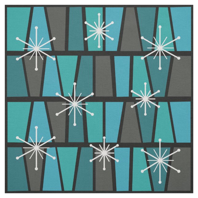 Tissu MCM géométrique Abstrait Turquoise Turquoise (Échantillon)