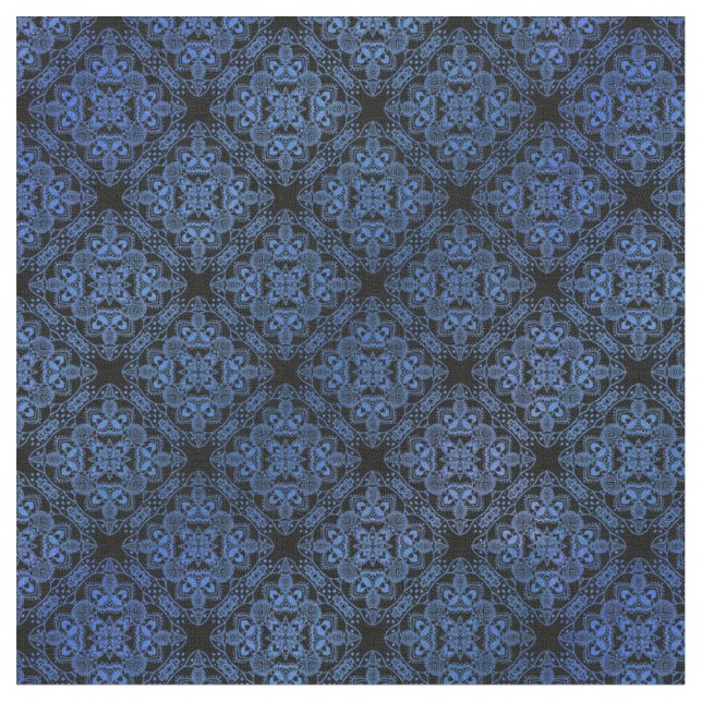 Tissu Médaillon Damask bleu Motif (Fermer)