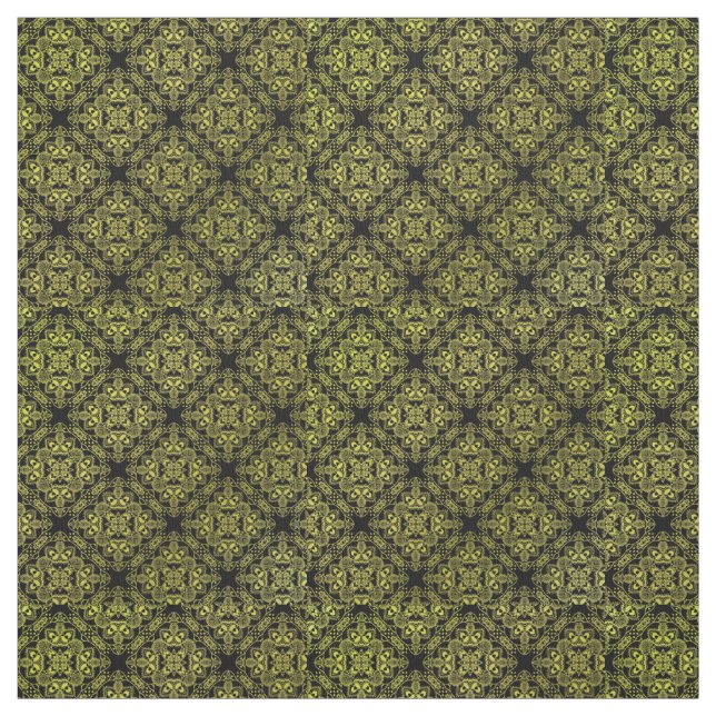 Tissu Médaillon Damask Jaune Motif (Échantillon)