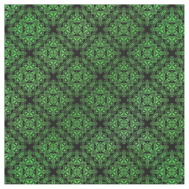 Tissu Médaillon Damask vert Motif (Fermer)