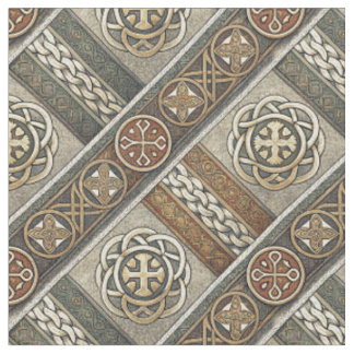 Tissu Médaillon de Croix à Entrelacs Celtiques Médiéval