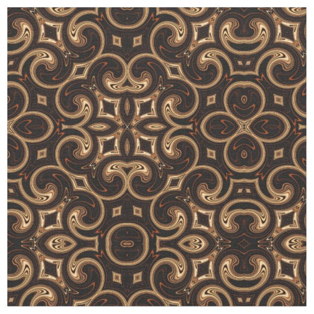 Tissu Médaillon d'Motif Gold Brown noir (Fermer)